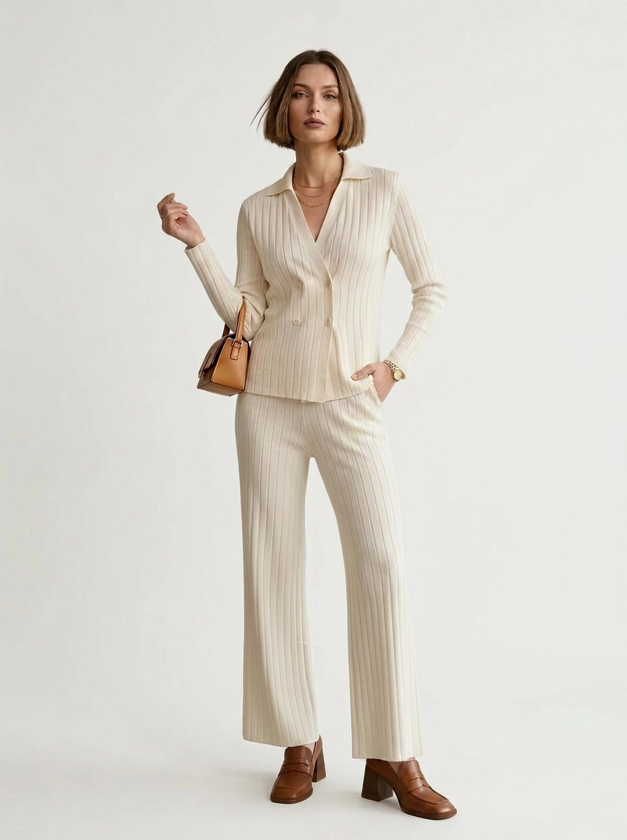 Miranda Ivory Soft & Fitted Wide-Leg Set