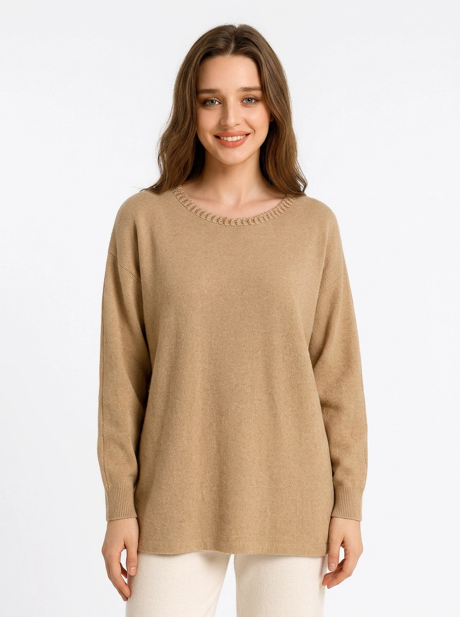 Maral Braided Neckline Soft Jumper